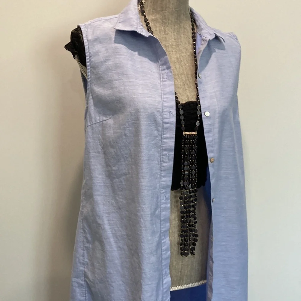H&M Blue Button Down Tunic Dress Medium​​​ - Picture 6 of 15